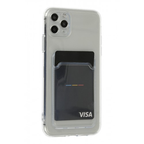 Newface iPhone 11 Pro Max Kılıf Kart Şeffaf Silikon - Şeffaf