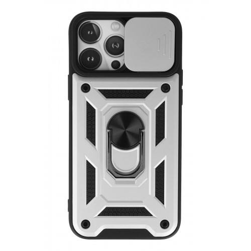Newface iPhone 13 Pro Kılıf Pars Lens Yüzüklü Silikon - Gümüş