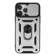 Newface iPhone 13 Pro Max Kılıf Pars Lens Yüzüklü Silikon - Gümüş