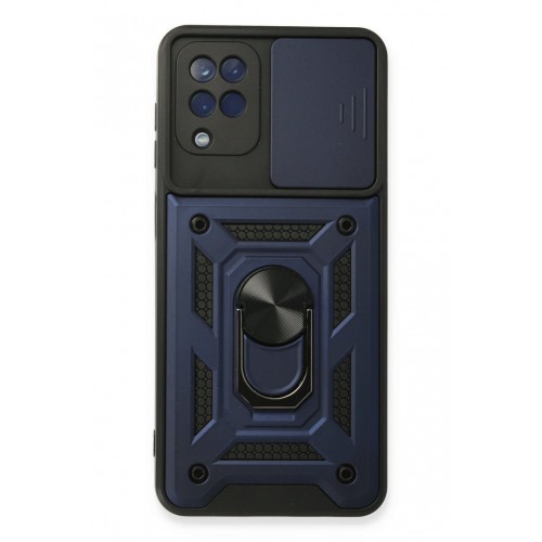 Newface Samsung Galaxy M32 Kılıf Pars Lens Yüzüklü Silikon - Lacivert