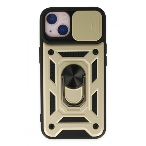 Newface iPhone 14 Kılıf Pars Lens Yüzüklü Silikon - Gold