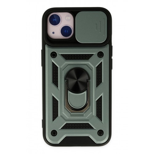 Newface iPhone 14 Kılıf Pars Lens Yüzüklü Silikon - Yeşil