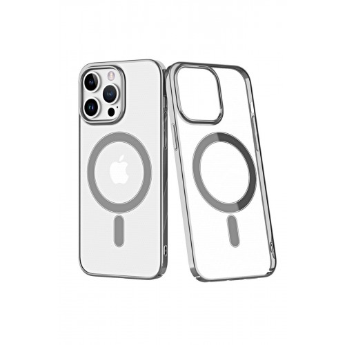 Newface iPhone 14 Pro Max Kılıf Element Magneticsafe Sert Kapak - Gümüş