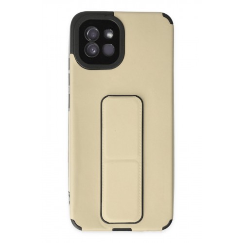 Newface Samsung Galaxy A03 Kılıf Mega Standlı Silikon - Gold