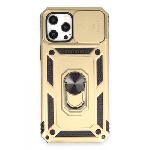 Newface iPhone 12 Pro Max Kılıf Pars Lens Yüzüklü Silikon - Gold
