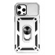 Newface iPhone 12 Pro Max Kılıf Pars Lens Yüzüklü Silikon - Gümüş