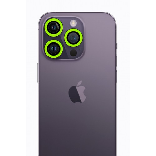 Newface iPhone 12 Pro Max Neon Fosforlu Kamera Lens - Yeşil