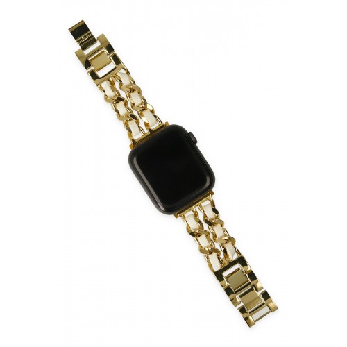 Newface Apple Watch 38mm KR405 Metal Bakla Kordon - Beyaz