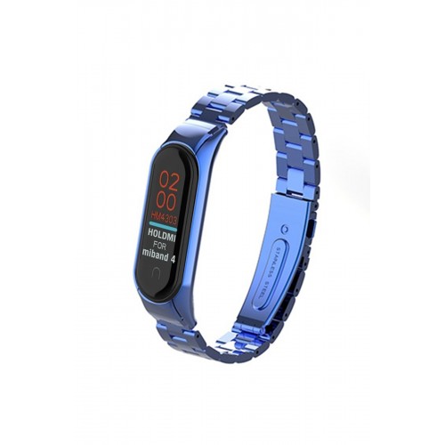 Newface Xiaomi Mi Band 3 Metal Baklalı Kordon - Mavi