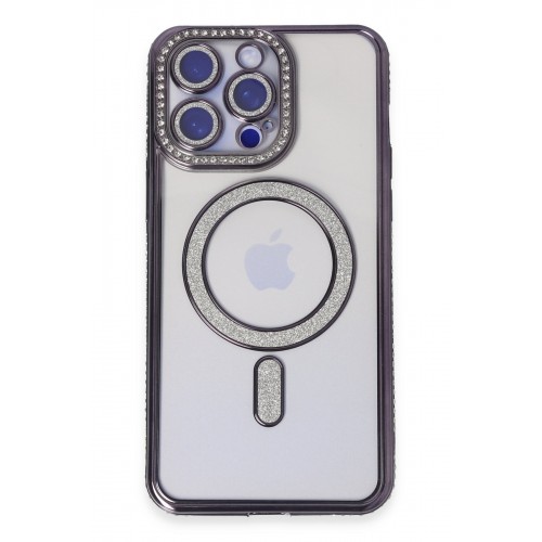 Newface iPhone 14 Pro Kılıf Joke Simli Magneticsafe Kılıf - Derin Mor