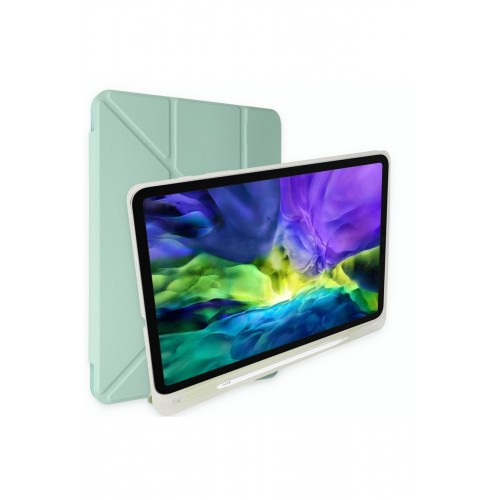 Newface Samsung Galaxy T737 Tab S7 FE 12.4 Kılıf Kalemlikli Mars Tablet Kılıfı - Açık Yeşil