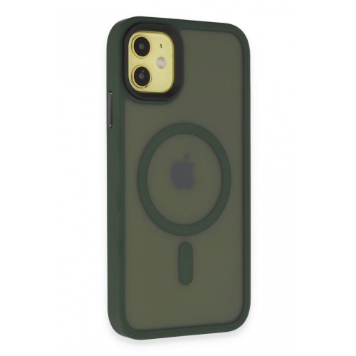 Newface iPhone 11 Kılıf Trex Magneticsafe Kapak - Koyu Yeşil