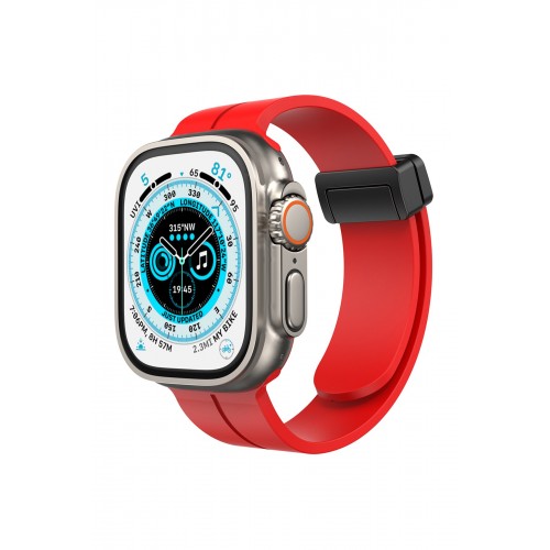 Newface Apple Watch Ultra 49mm KR412 Elegance Stylısh Kordon - Kırmızı