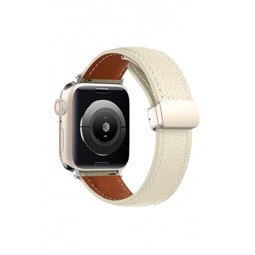 Newface Apple Watch 38mm KR414 Daks Deri Kordon - Beyaz