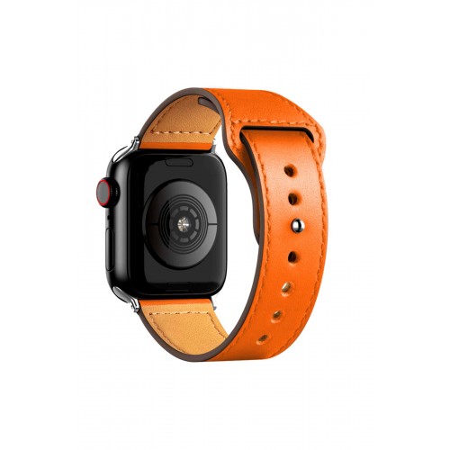 Newface Apple Watch 44mm KR415 Luaz Deri Kordon - Turuncu