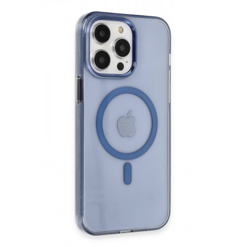 Newface iPhone 13 Pro Max Kılıf Tron Şeffaf Magsafe Kapak - Mavi