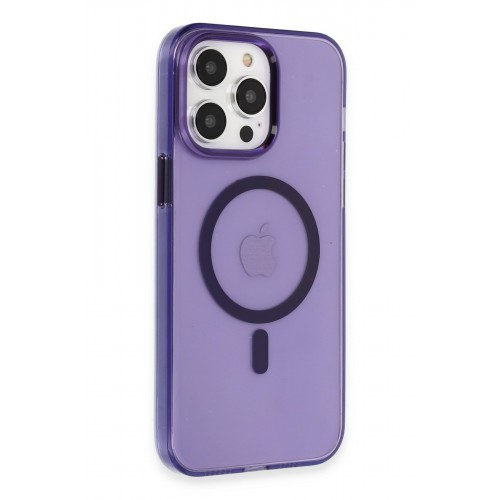 Newface iPhone 14 Pro Kılıf Tron Şeffaf Magsafe Kapak - Derin Mor