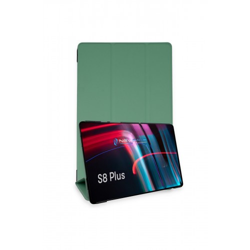 Newface Samsung Galaxy X800 Tab S8 Plus 12.4 Kılıf Tablet Smart Kılıf - Koyu Yeşil