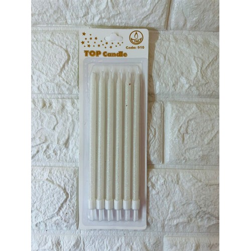 ZERO LAND - 6 adet Simli Pasta Mumu Beyaz 17 cm