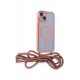 Newface iPhone 14 Kılıf Divo Lazer Askılı Magsafe Kapak - Pembe