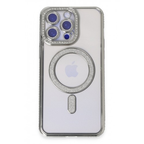 Newface iPhone 14 Pro Kılıf Joke Simli Magneticsafe Kılıf - Gümüş