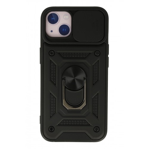 Newface iPhone 15 Kılıf Pars Lens Yüzüklü Silikon - Siyah