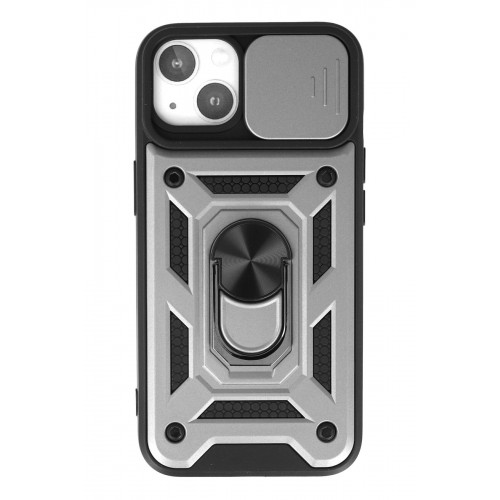Newface iPhone 15 Kılıf Pars Lens Yüzüklü Silikon - Gümüş
