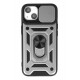 Newface iPhone 15 Kılıf Pars Lens Yüzüklü Silikon - Gümüş