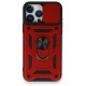 Newface iPhone 15 Pro Kılıf Pars Lens Yüzüklü Silikon - Kırmızı