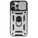Newface iPhone 15 Pro Max Kılıf Pars Lens Yüzüklü Silikon - Gümüş
