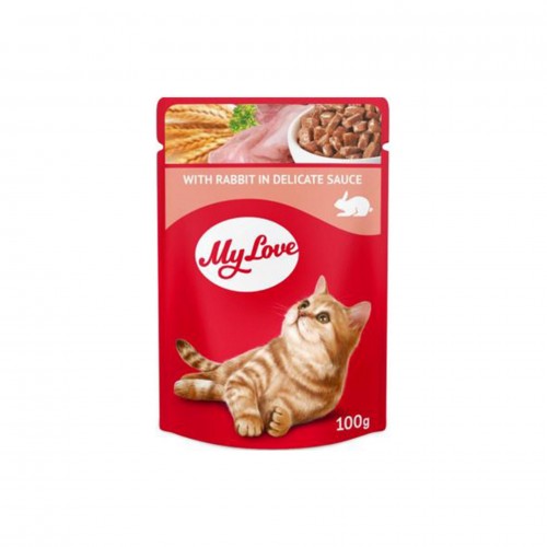 MY LOVE SOS İÇINDE TAVŞAN ETLI POUCH KEDI MAMASI 100 GR X 6 ADET