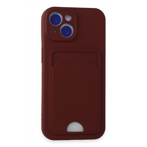 Newface iPhone 15 Kılıf Kelvin Kartvizitli Silikon - Bordo