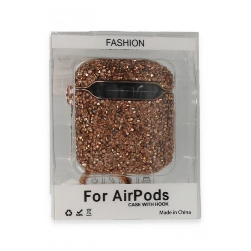 Newface Airpods Pro 2 (2.nesil) Mira Taşlı Kılıf - Rose Gold