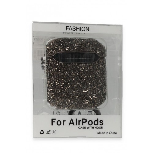 Newface Airpods (1.nesil) Mira Taşlı Kılıf - Siyah