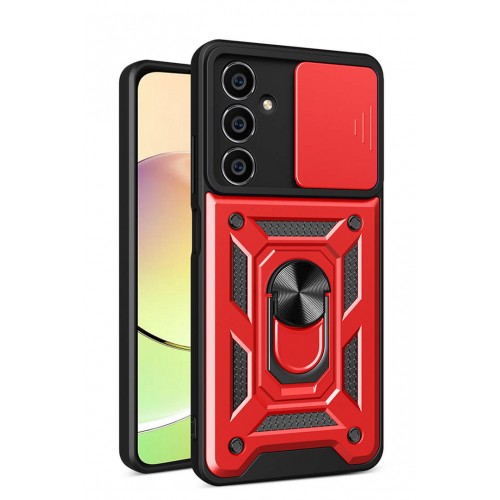 Newface Samsung Galaxy A35 5G Kılıf Pars Lens Yüzüklü Silikon - Kırmızı