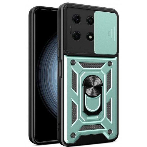Newface İnfinix Note 30 Kılıf Pars Lens Yüzüklü Silikon - Yeşil