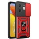 Newface İnfinix Zero 30 4G Kılıf Pars Lens Yüzüklü Silikon - Kırmızı