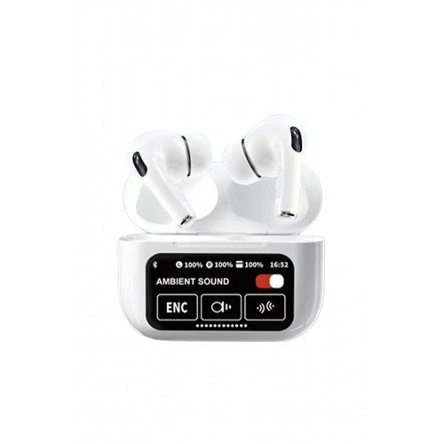 KARLER BASS A9 PRO AKTIF GÜRÜLTÜ ENGELLEYICI ÖZELLIKLI DIJITAL EKRANLI AIPODS BLUETOOTH KULAKLIK - BEYAZ