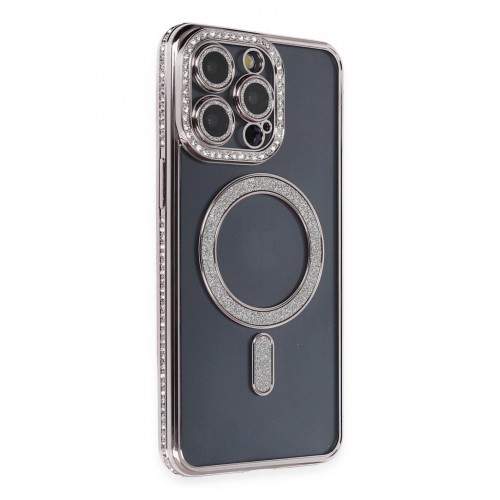 Newface iPhone 14 Pro Kılıf Joke Simli Magneticsafe Kılıf - Gri