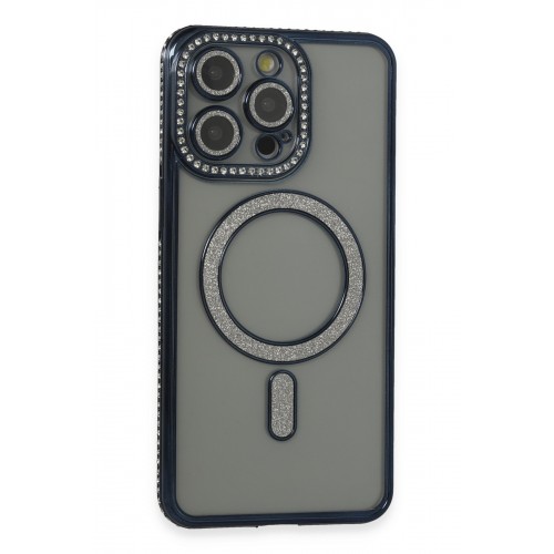 Newface iPhone 14 Pro Kılıf Joke Simli Magneticsafe Kılıf - Lacivert
