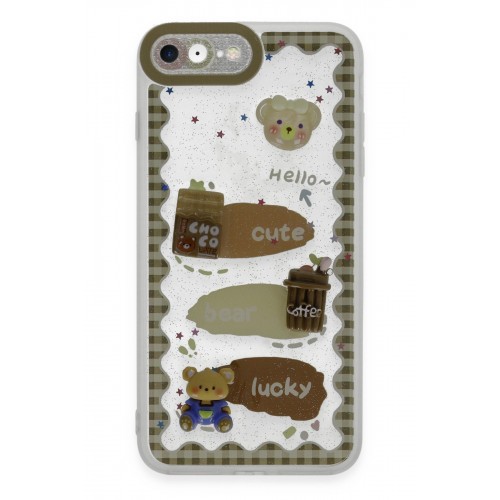 Newface iPhone 8 Kılıf Sweet Desenli Silikon Kapak - Şeffaf