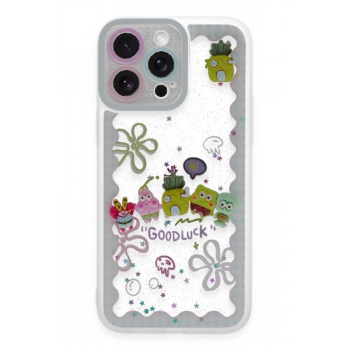 Newface iPhone 14 Pro Kılıf Sweet Desenli Silikon Kapak - Açık Mavi