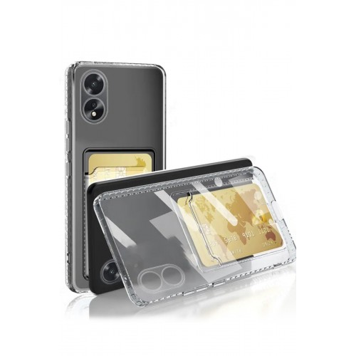 Newface Oppo A38 Kılıf Kart Şeffaf Silikon - Şeffaf