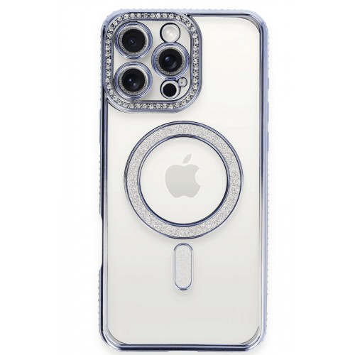 Newface iPhone 16 Pro Kılıf Joke Simli Magneticsafe Kılıf - Mavi