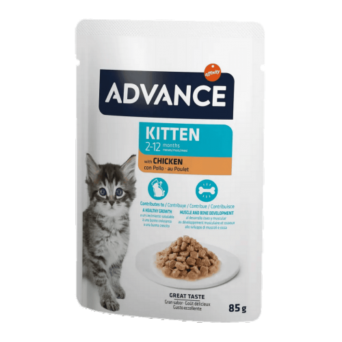 ADVANCE CAT KITTEN CHICKEN WET POUCH 85 GR X 6 ADET
