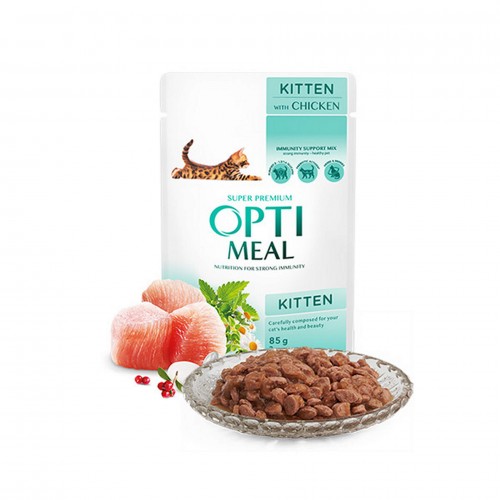OPTIMEAL TAVUKLU YAVRU KEDI İÇIN YAŞ KEDI MAMASI 85 GR X 6 ADET