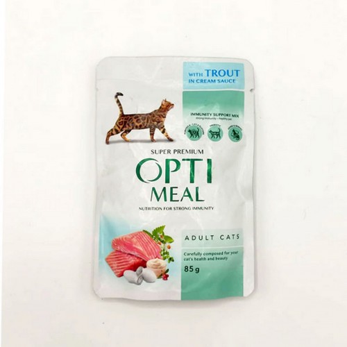 OPTIMEAL ALABALIKLI KREMA SOSLU YAŞ KEDI MAMASI 85 GR X 6 ADET
