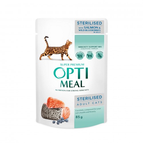 OPTIMEAL SOMON YABAN MERSIN JÖLE YAŞ KISIR KEDI MAMASI 85 GR X 6 ADET