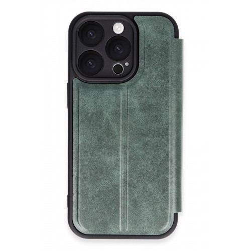 Newface iPhone 16 Pro Kılıf Flip Cover - Koyu Yeşil