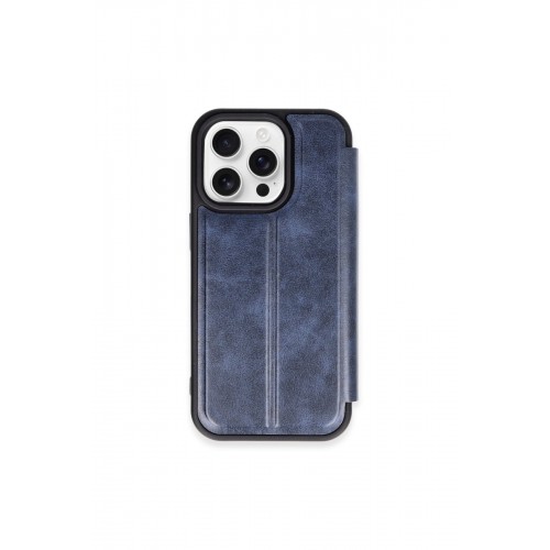 Newface iPhone 15 Pro Max Kılıf Flip Cover - Lacivert